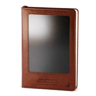 Poznámkový blok záměrů - LCD utěrka na obrazovku - hnědý kožený vzhled - mosazný list - 80 listů