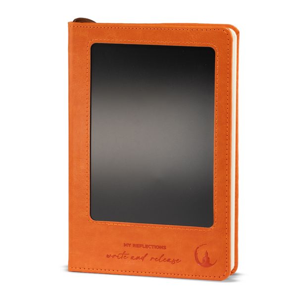 A5 Zápisník Záměrů – LCD stírací obrazovka – Oranžový Vzhled Kůže – 160 stran