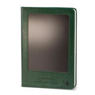 Záměrný zápisník - LCD otírací obrazovka - zelený kožený vzhled - mosazový list - 80 listů