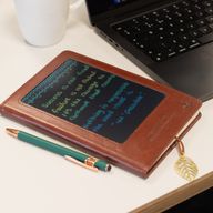 A5 Poznámkový blok s úmyslem - LCD Wipe Screen - Červený kožený vzhled - 80 listů