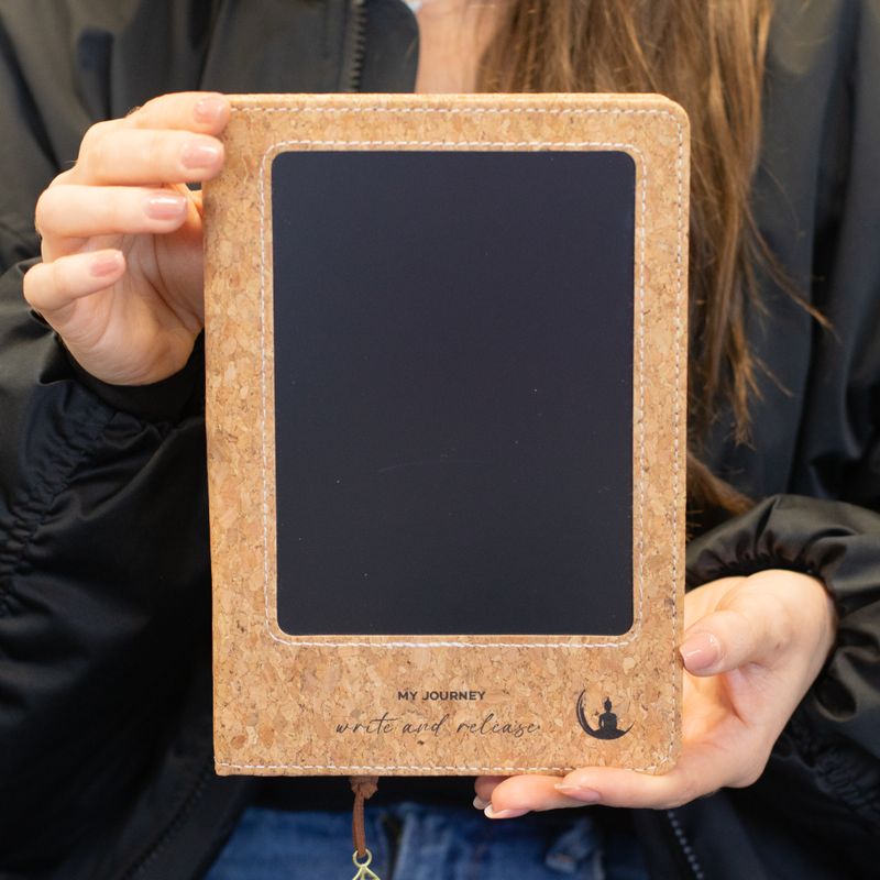 A5 Kniha záměrů - LCD Wipe Screen - efekt korkové kůže - 80 listů