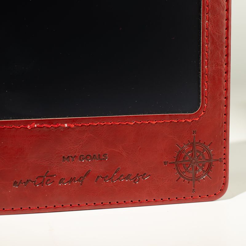 A5 Poznámkový blok s úmyslem - LCD Wipe Screen - Červený kožený vzhled - 80 listů