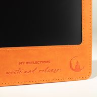 A5 poznámkový blok pro záměry – LCD Wipe Screen – oranžový kožený efekt – 80 listů