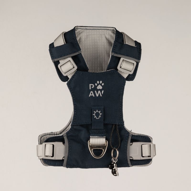 PAW - XS (2-4 kg) Postroj pro psa typu Step-in Guardian s reflexní síťovinou - kamenně šedá - černý obsidiánový přívěšek