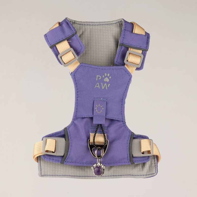 PAW - S (4-8 kg) Psí postroj typu Step-in Guardian s reflexní sítí - levandulová - ametystový přívěšek