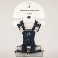 PAW - S (4-8 kg) Psí postroj Guardian se snadným nasazením (step-in) s reflexní síťovinou - kámenově šedá - černý obsidiánový přívěšek