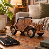 Klasický vintage automobilový reproduktor a držák na telefon - Bluetooth - 5 wattů