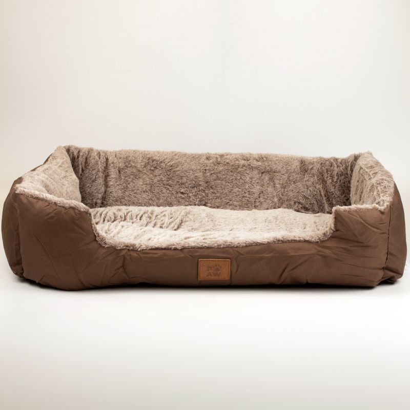 Paw Bed - Středně velká plyšová teddy hnědá - 70x55x18 cm