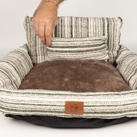 Postel pro tlapky - malá pohovka - hnědé pruhy - 50x50x26cm