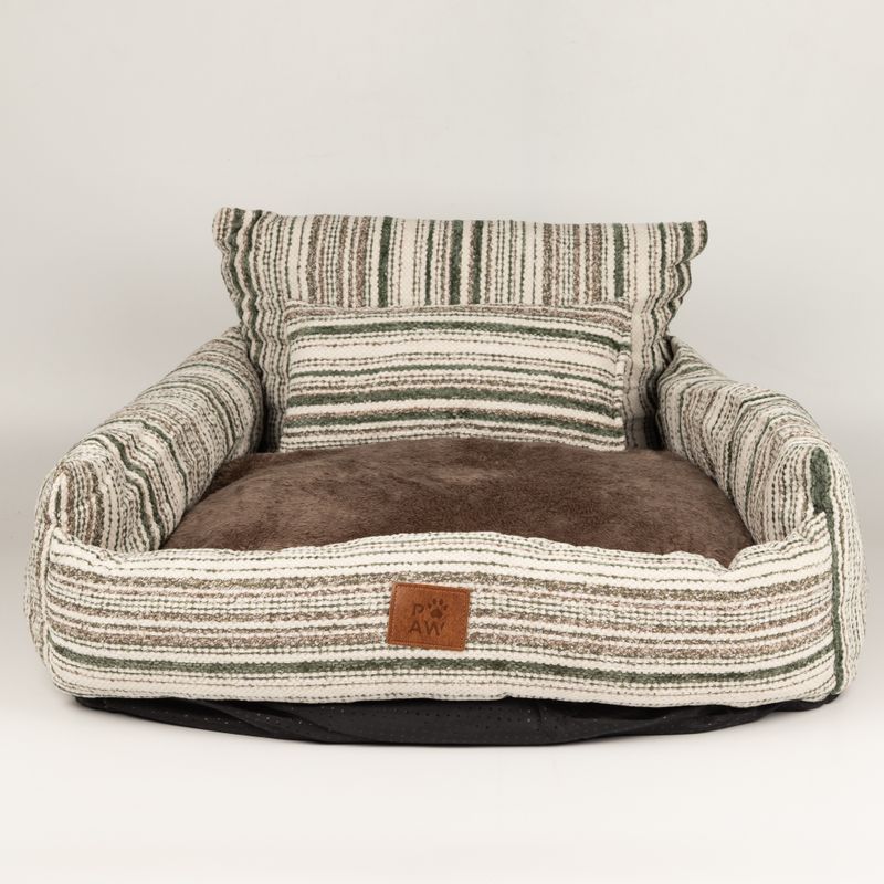 Paw Bed - Střední pohovka - Hnědé pruhy - 60 × 60 × 28 cm