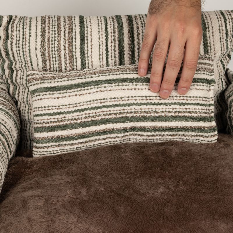 Paw Bed - Střední pohovka - Hnědé pruhy - 60 × 60 × 28 cm