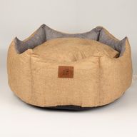 Pelíšek pro tlapky - Střední Královská koruna - Písková a šedá - 50x50x26 cm
