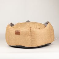 Pelíšek pro tlapky - Střední Královská koruna - Písková a šedá - 50x50x26 cm