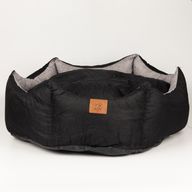 Pelíšek pro tlapky – Velká královská koruna – Černá a šedá – 50x50x26 cm
