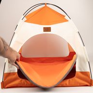 Paw Bed - béžový a oranžový stan - 58×58×48 cm