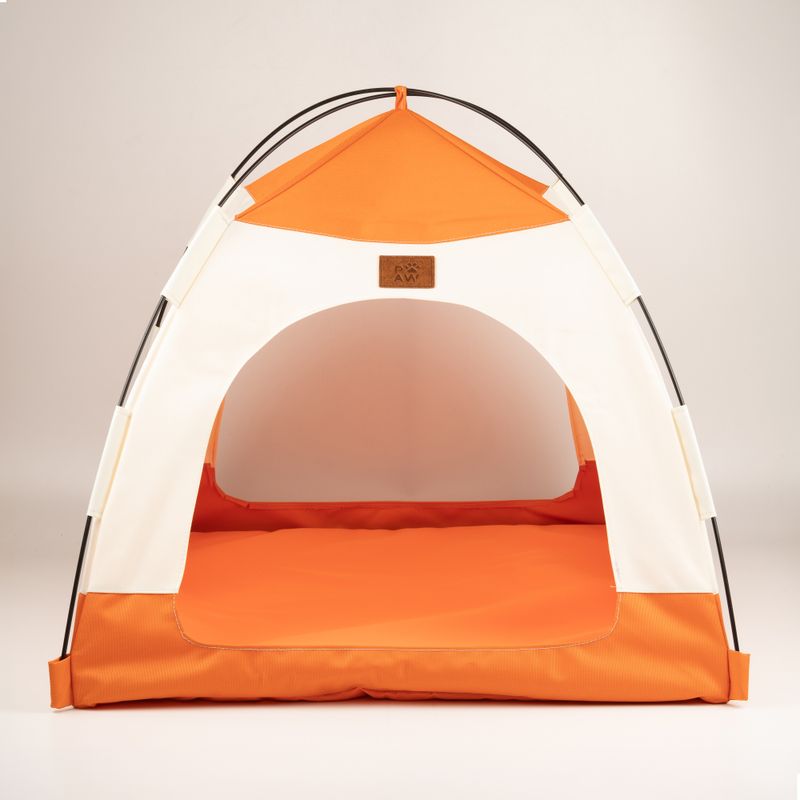 Paw Bed - béžový a oranžový stan - 58×58×48 cm