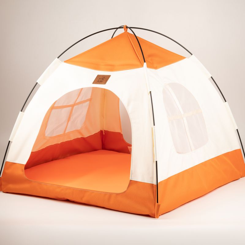 Paw Bed - béžový a oranžový stan - 58×58×48 cm