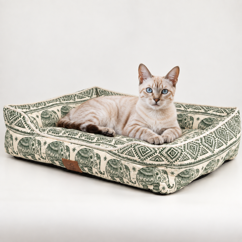 Paw Bed - Šťastný slon - zelená - 60 x 50 x 14 cm