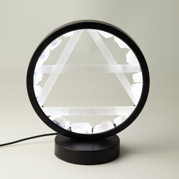 Lampa s drahokamovou aureolou - Vzduch - Čirý křemen a selenit