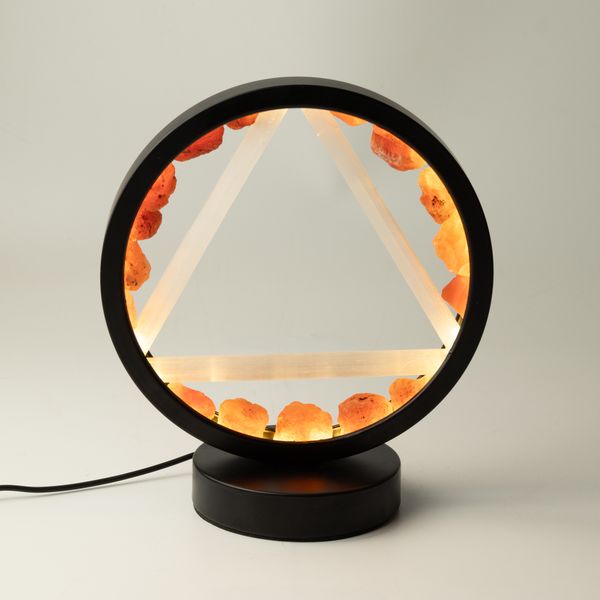 Drahokamová lampa Halo - Ohnivá - karneol a selenit
