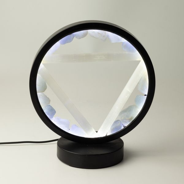 Drahokamová halová lampa - Voda - akvamarín a selenit