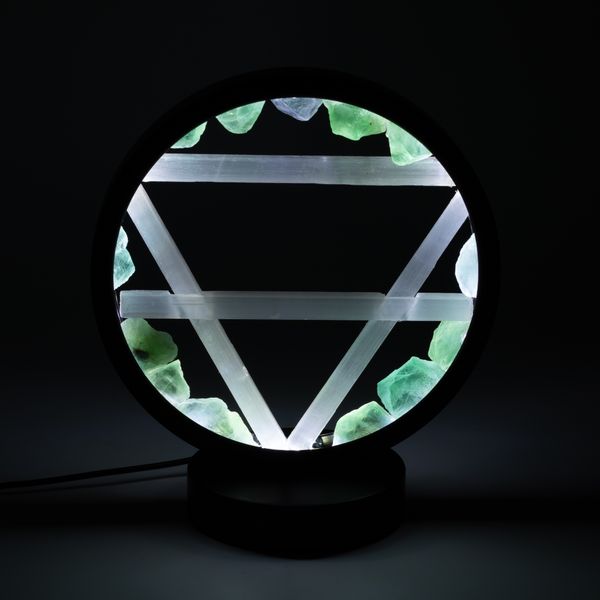 Drahokamová halo lampa - Země - Aventurin a Selenit
