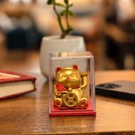 Mini solárně poháněná peněžní kočka v krabici - zlatá
