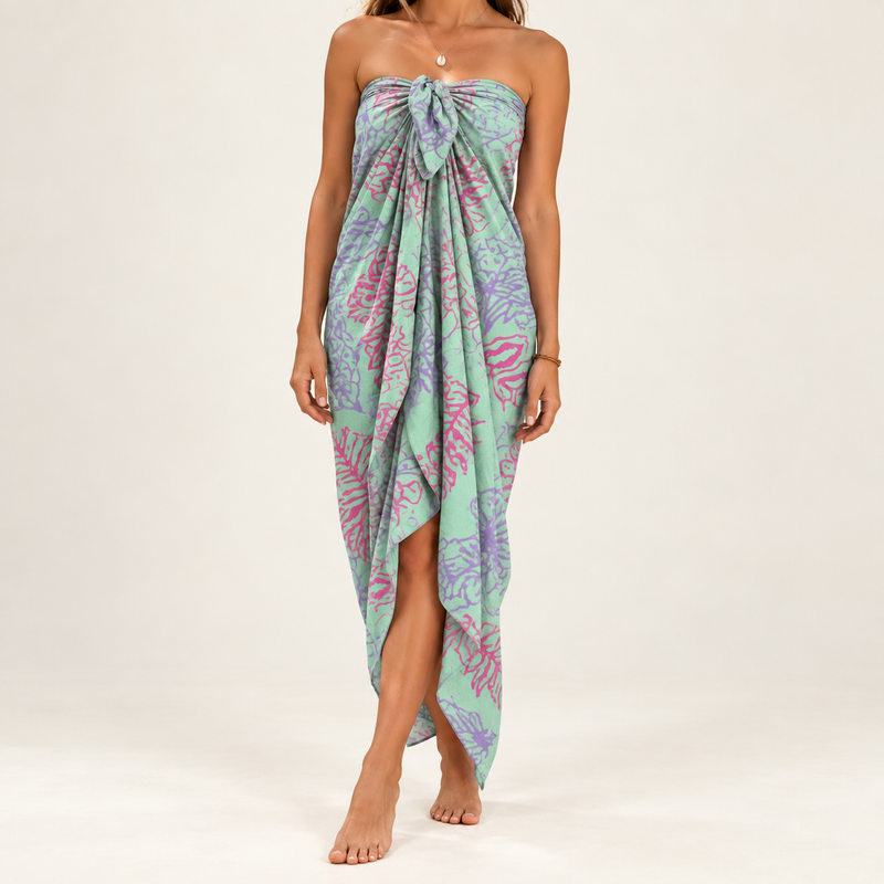 Bali blokový tisk sarong - tropický