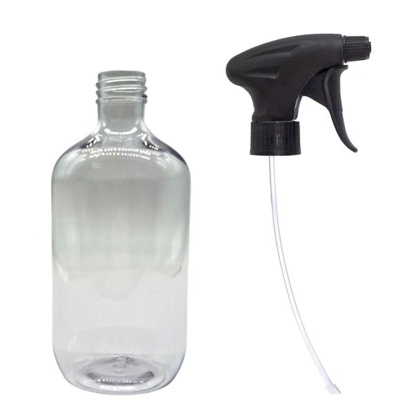500ml Čirá Plastová Bostonská Láhev se Rozprašovačem 28mm