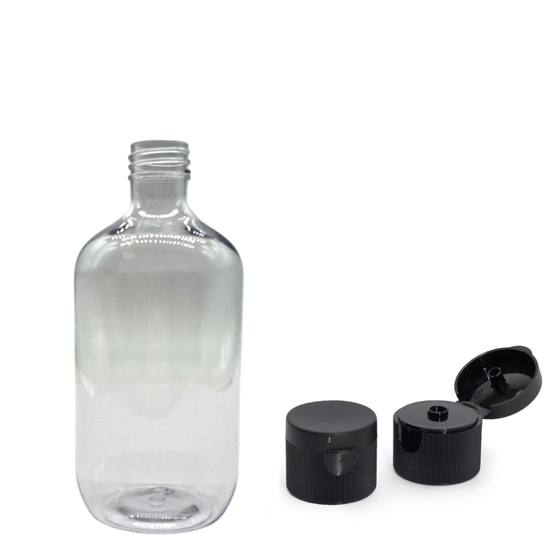 500ml Čirá Plastová Láhev typu Boston s Odklápěcím Uzávěrem 28mm