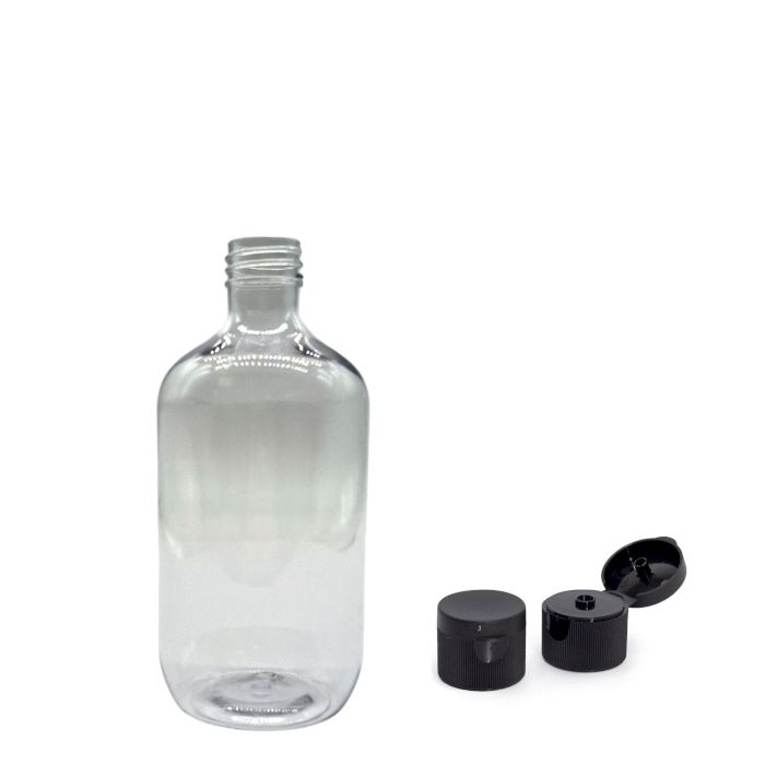 250ml Čirá Plastová Láhev Boston s Odklápěcím Uzávěrem 28mm