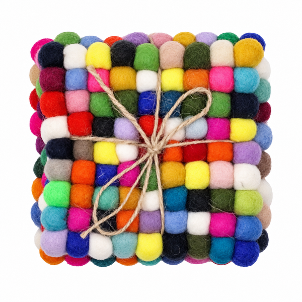 Čtvercové Plstěné Podložky - 10cm - Více Barev (set 4)