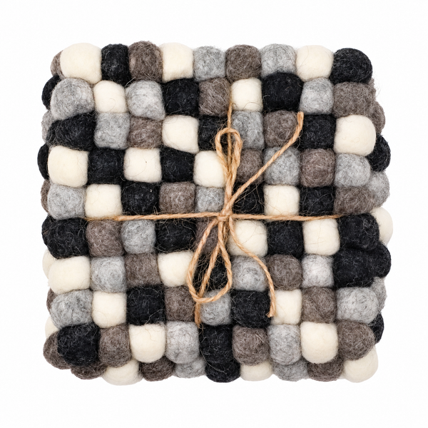 Čtvercové Plstěné Podložky - 10cm - Odstíny Šedé (set 4)