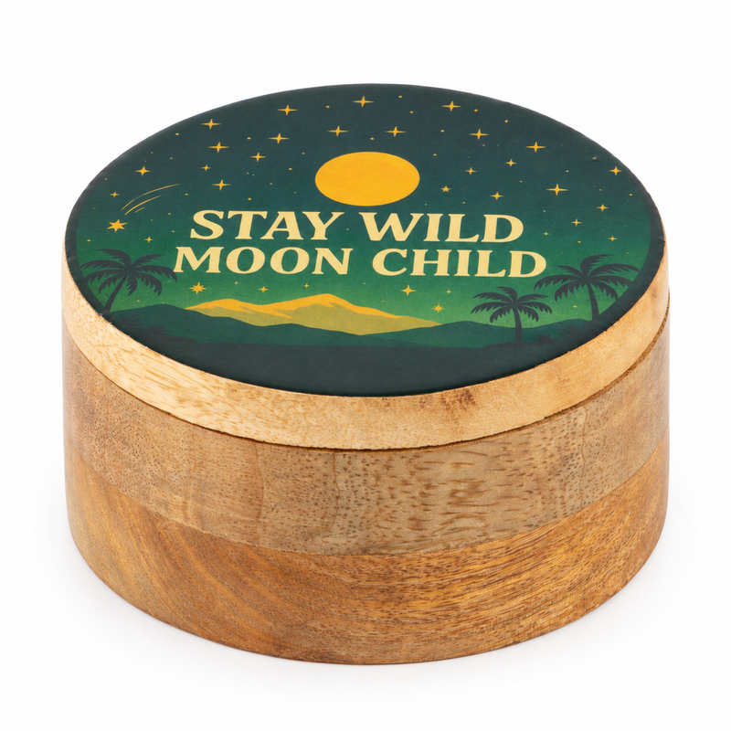 Kulatá smaltovaná krabička - Stay Wild Moon Child