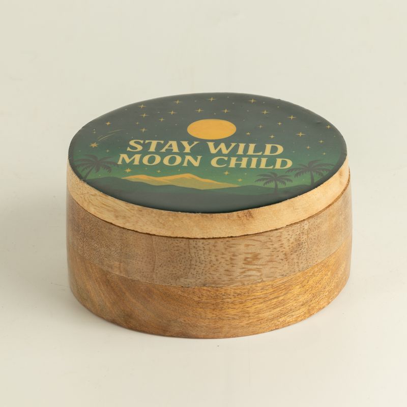Kulatá smaltovaná krabička - Stay Wild Moon Child