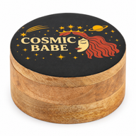 Kulatá smaltovaná krabička - Cosmic Babe