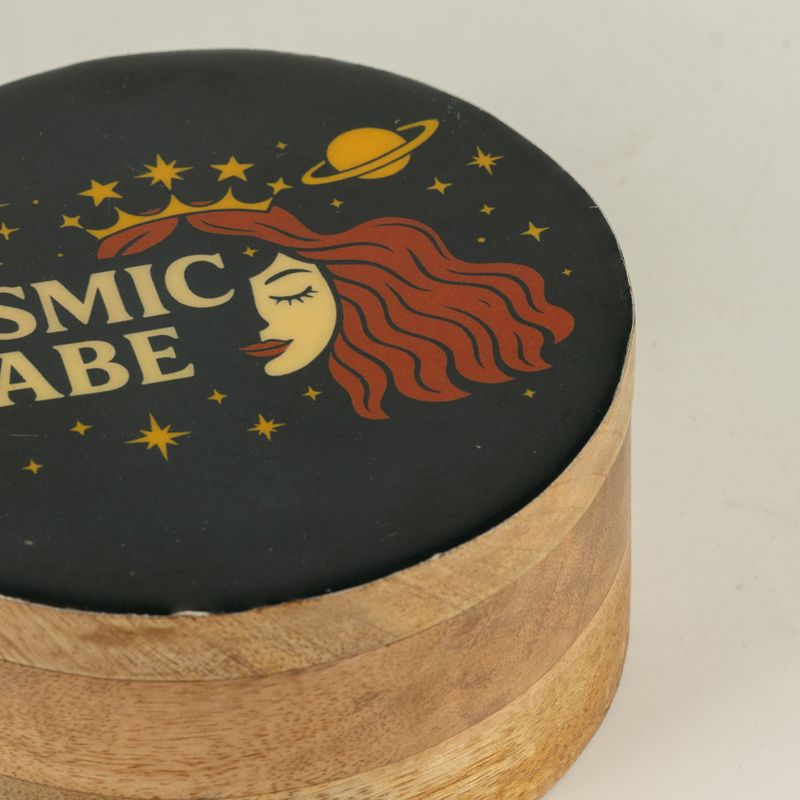 Kulatá smaltovaná krabička - Cosmic Babe
