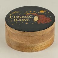Kulatá smaltovaná krabička - Cosmic Babe