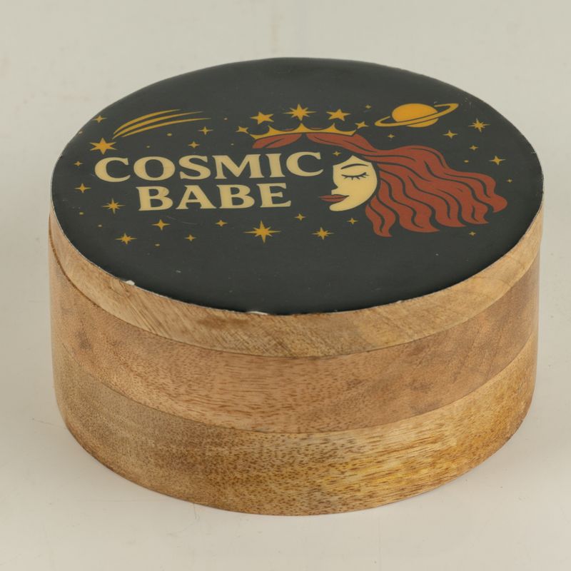 Kulatá smaltovaná krabička - Cosmic Babe