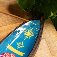 Smaltovaná miska na vonné tyčinky - mangové dřevo - Mandala