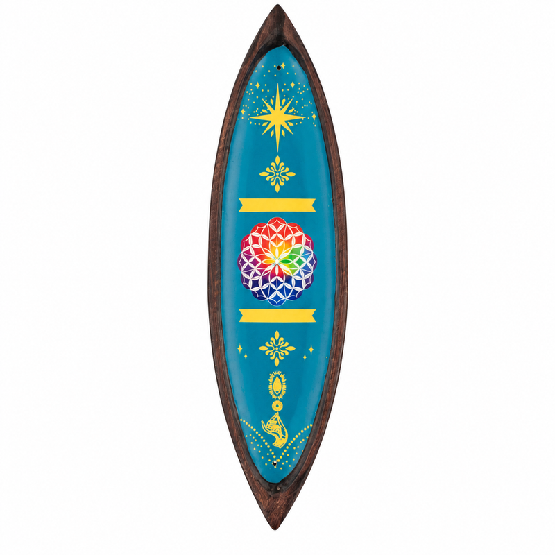 Smaltovaná miska na vonné tyčinky - mangové dřevo - Mandala
