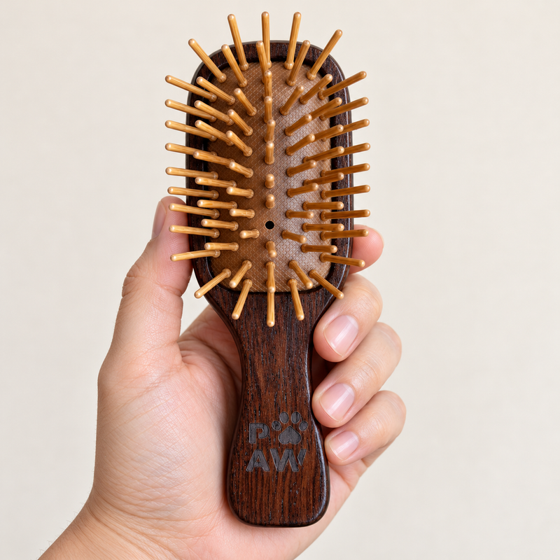 PAW Grooming Tools – Mini Kartáč a Masážní Pomůcka – Bambusové Hroty