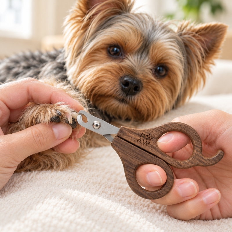 PAW Grooming Potřeby - Půlkulaté kleště na drápky - Ořechové dřevo - Nerezová ocel (304)
