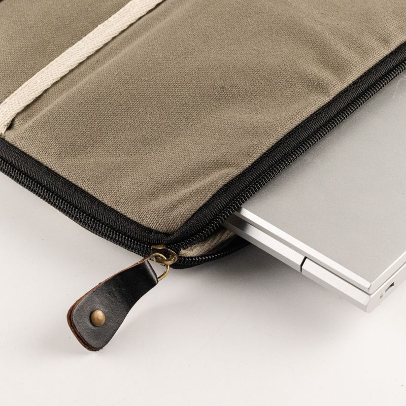 Velká plátěná taška na notebook - olivová
