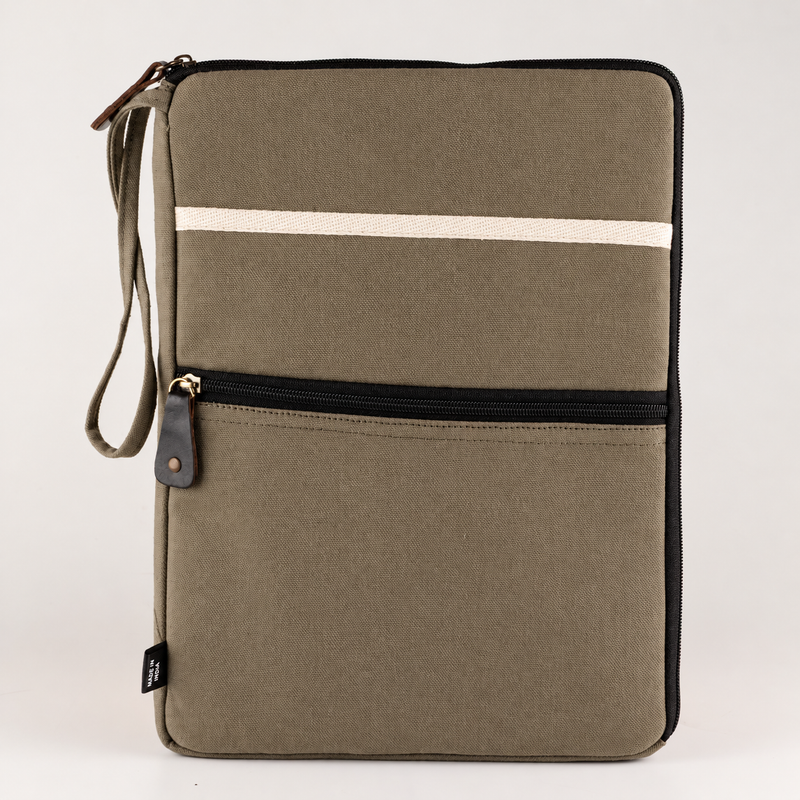 Plátěná cestovní taška na notebook – olivová