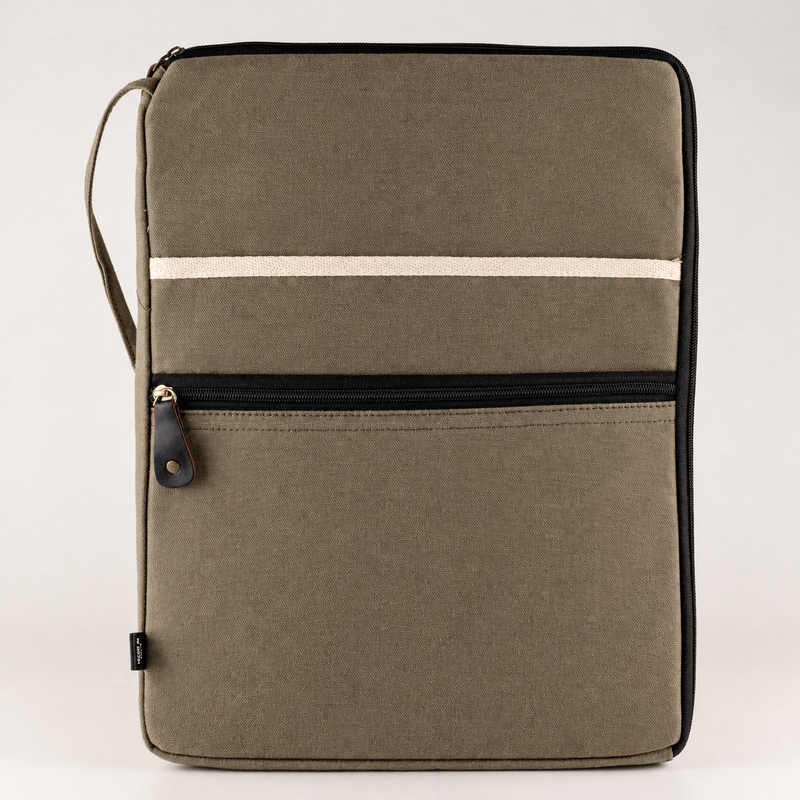 Velká plátěná taška na notebook - olivová