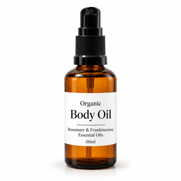 Organický Tělový Olej 50ml - Rozmarýn & Frankincense - Bez Etikety