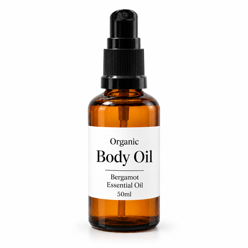 10x Organický Tělový Olej 50ml - Bergamot - Bez Etikety