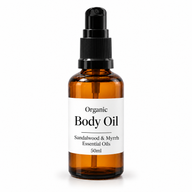 10x Organický Tělový Olej 50ml - Santalové Dřevo & Myrha - Bez Etikety