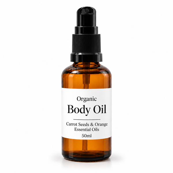 Organický Tělový Olej 50ml - Mrkev & Pomeranč - Bez Etikety